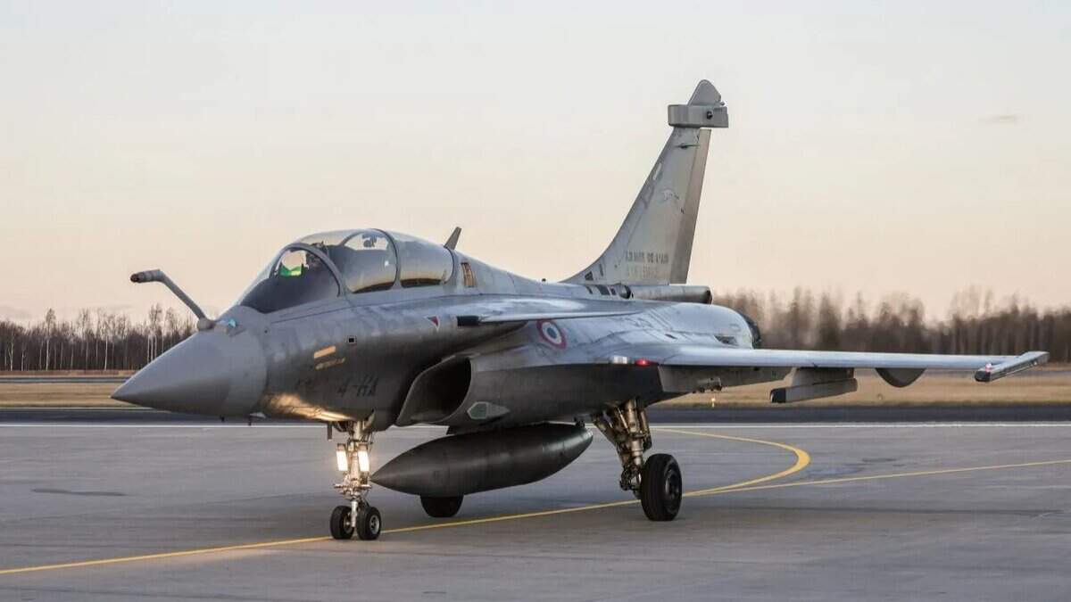 The image displays a picture of Rafale fighter jet