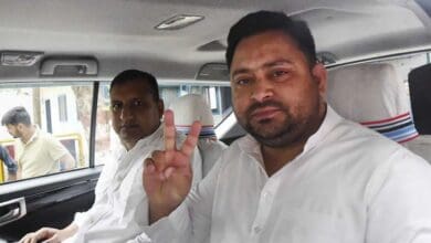 The image displays a picture of RJD leader Tejashwi Yadav