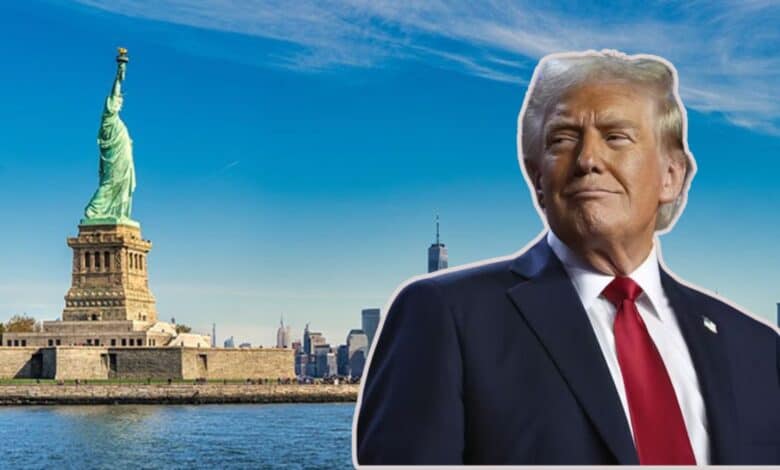 The image displays a picture of US President Donald Trump