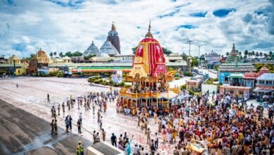 The image displays a picture of Jagannath temple in Puri