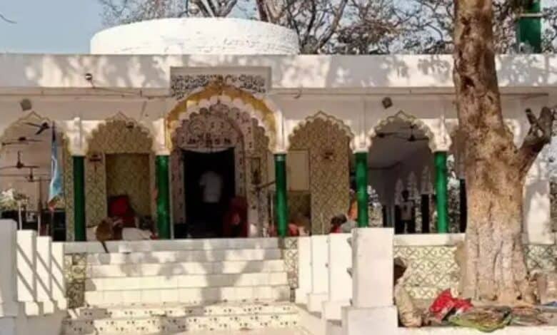 The image displays a picture of The 16th century tomb of Lakkad Shah Baba in UP was demolished after officials cited it was illegal construction
