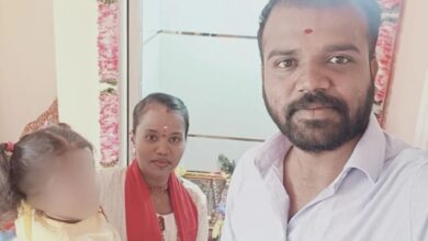 The image displays a picture of Shankar and Manasa with their daughter