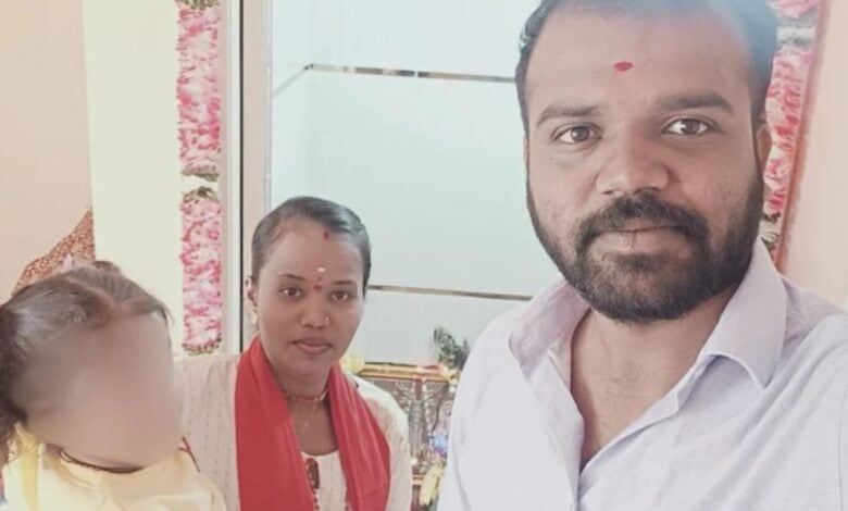 The image displays a picture of Shankar and Manasa with their daughter