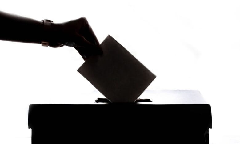 The image shows voting, polling ballot