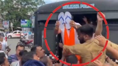 BJP leader and Union minister Sukanta Majumdar throws slipper at a Sikh man