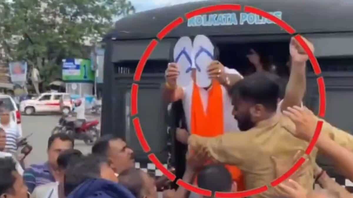 BJP leader and Union minister Sukanta Majumdar throws slipper at a Sikh man