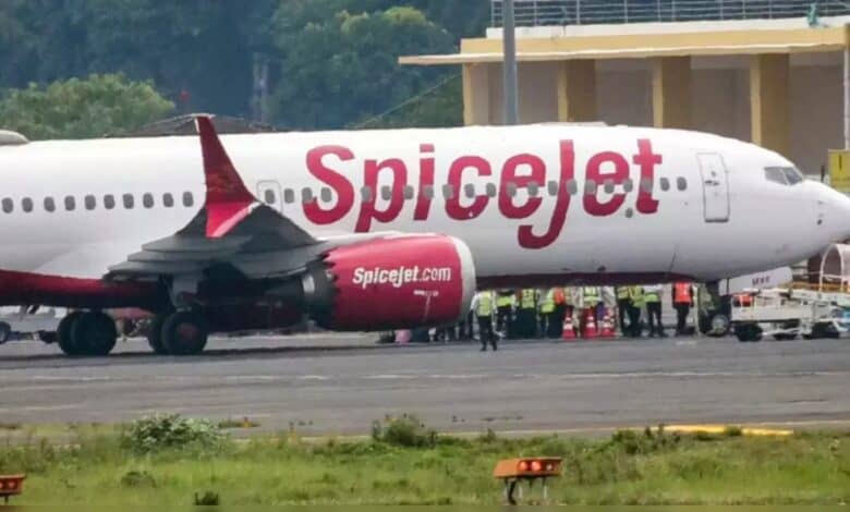 An image of a Spice Jet plane used for representational pupose