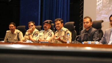 Hyderabad Police Commissioner CV Anand reviews traffic issues at a meeting on Friday