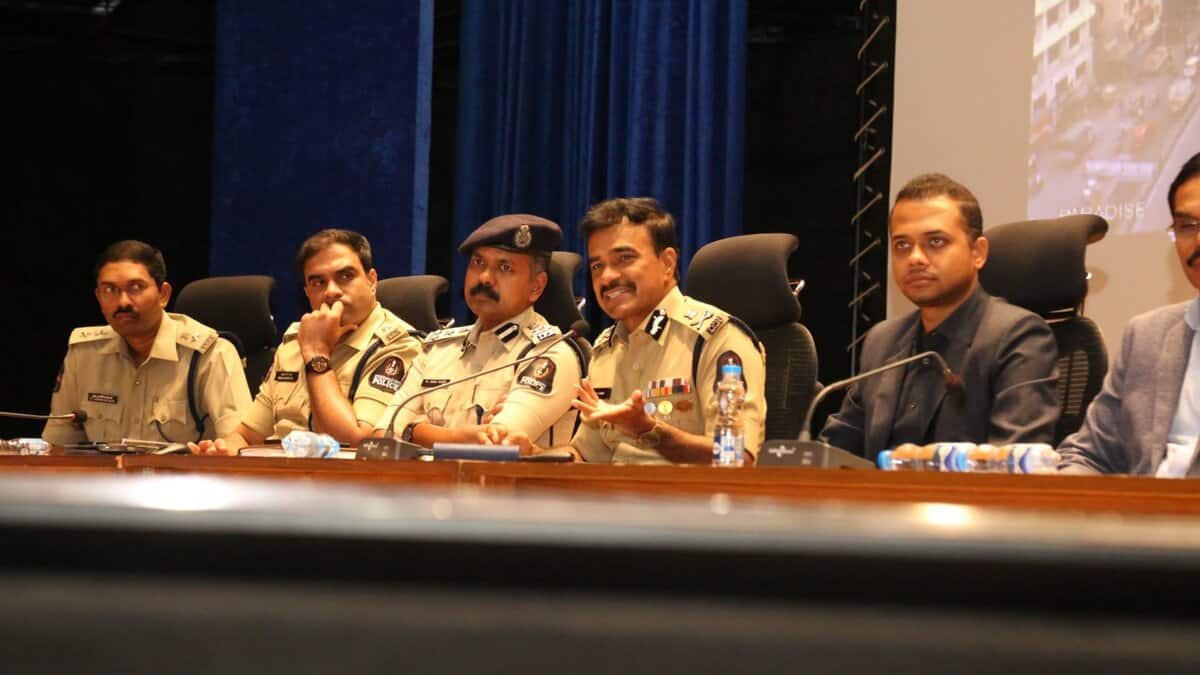 Hyderabad Police Commissioner CV Anand reviews traffic issues at a meeting on Friday