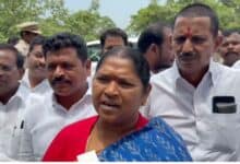 Telangana Panchayat Raj minister Seethakka speaks to the media in Mulugu