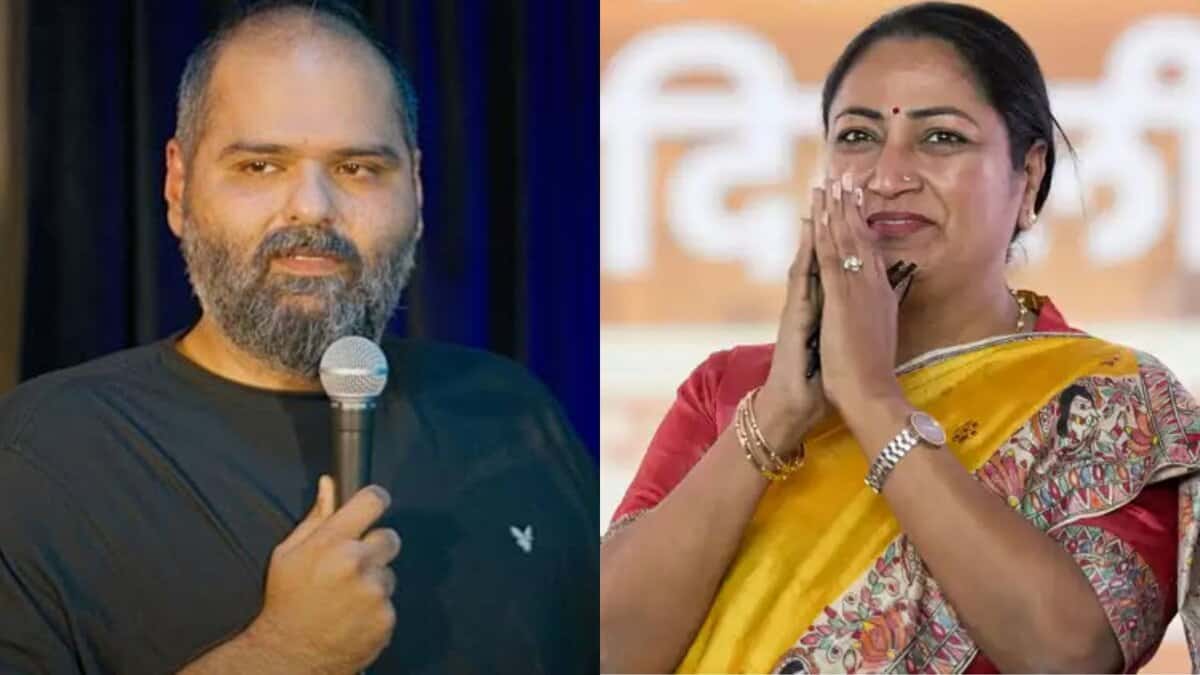 Kunal Kamra (left) and Delhi CM Rekha Gupta