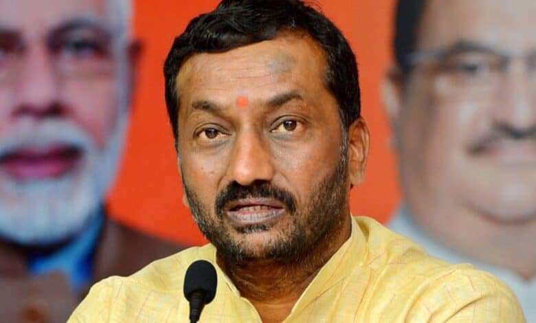 BJP MP Raghunandan Rao addresses a meeting