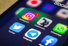 A photo of social media symbols