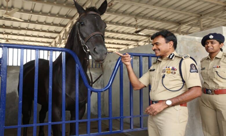 Hyderabad commissioner inspects Goshamahal police ground