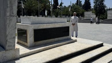 Owaisi visits grave of Algerian freedom fighter Amir Abdul Qadir.