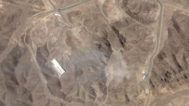 Satellite image of Iran’s Fordow nuclear enrichment facility, showing mountainous terrain with visible access roads and structures, following a reported US air strike on June 22, 2025.