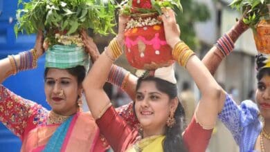 The image shows Bonalu festivities at Golconda