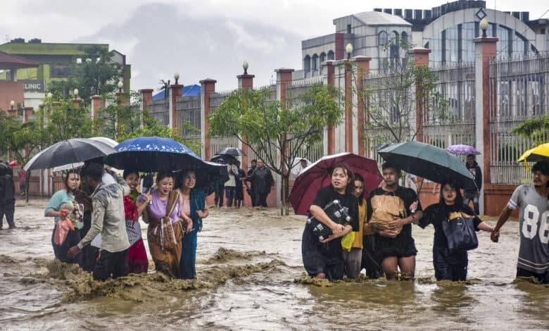 Waterlogging and rain in Manipur