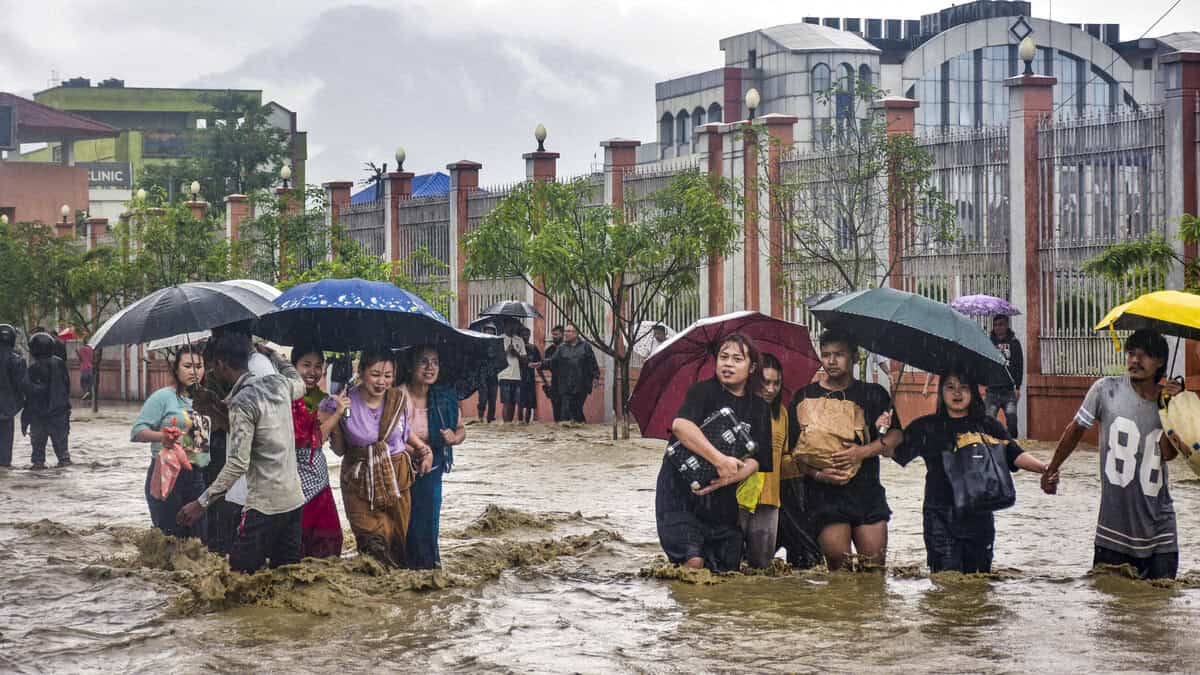 Waterlogging and rain in Manipur