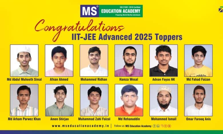 List of MS Education Academy toppers in IIT-JEE Advanced 2025