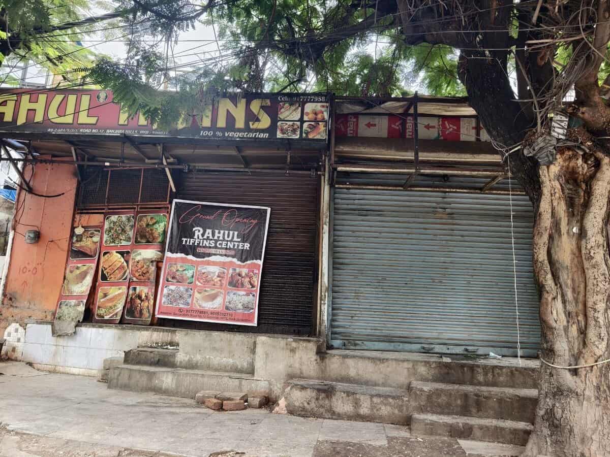 Businesses suffer on Banjara Hills Rd No 12 due to politics, police. Image of shops on Banjara Hills Rd No 12.
