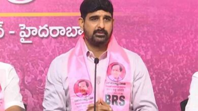 BRS MLA Padi Kaushik Reddy addresses a press conference