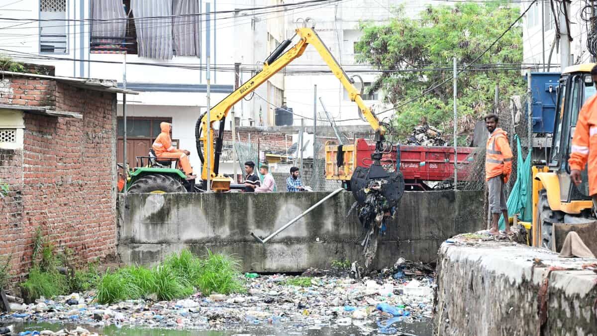 HYDRAA removes 50 truckloads of garbage from Balkapur nala on July 25