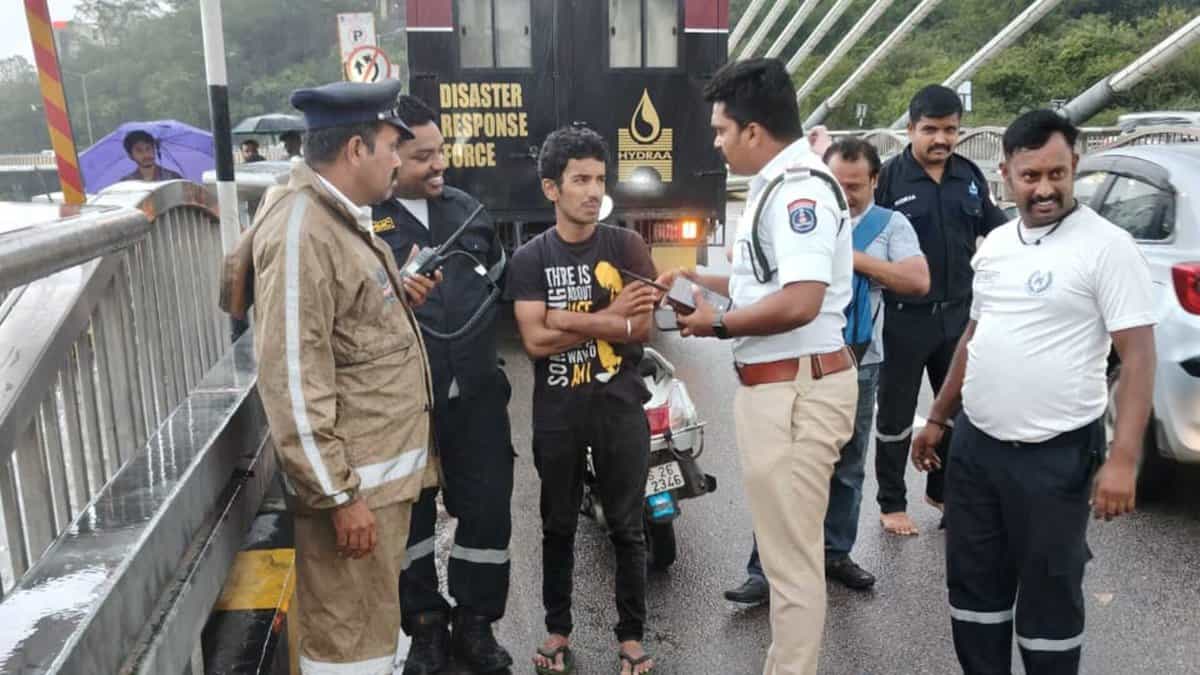 Man attempts suicide at Durgam Cheruvu in Hyderabad.