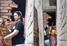 Screengrab from video shared on X showeing Hasin Jahan attacking the neighbour