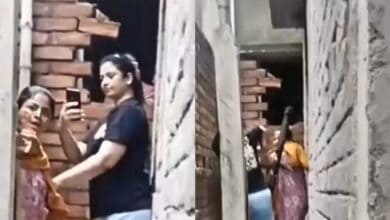 Screengrab from video shared on X showeing Hasin Jahan attacking the neighbour