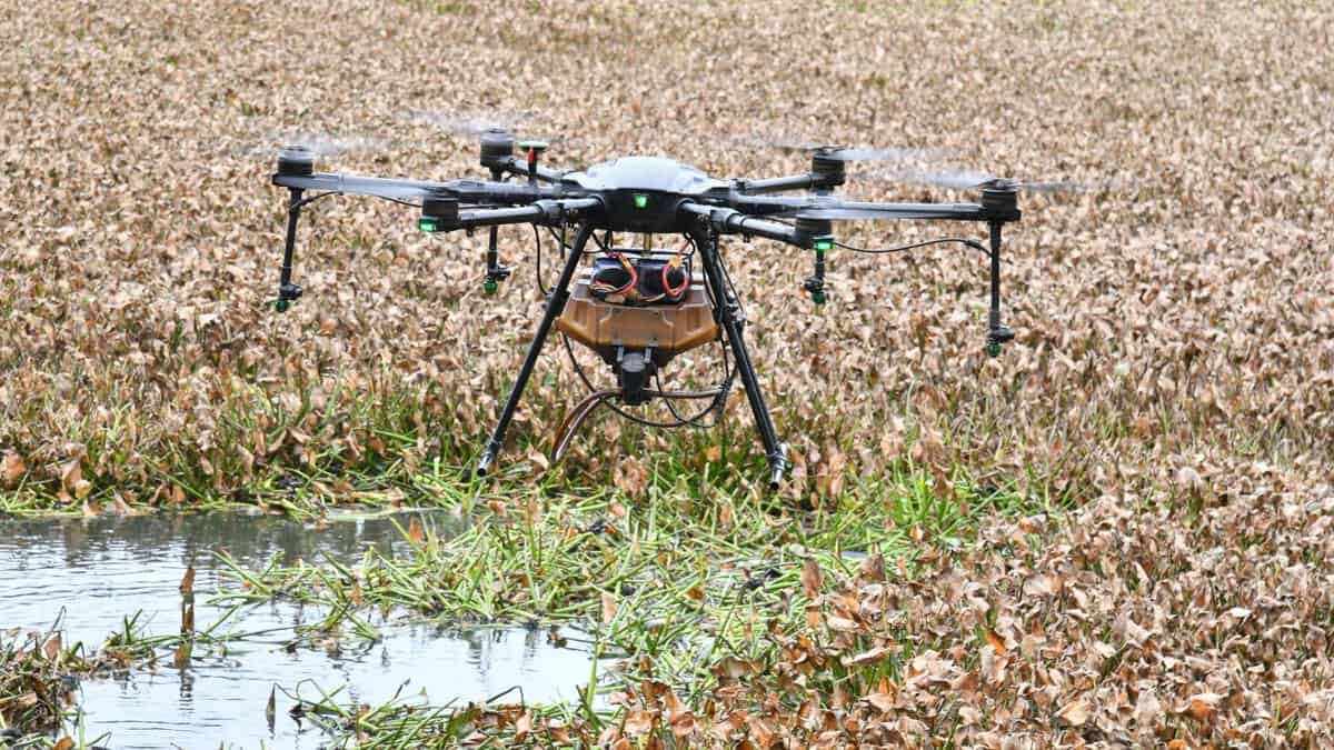 Drone used to fog and spray at Banjara lake in anti mosquito drive