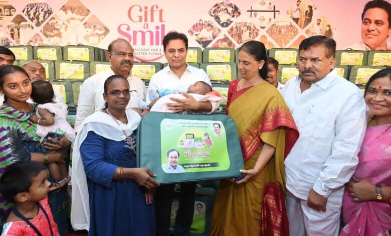 KTR distributes KCR Kits as part of 'Gift a Smile' initiative, criticizes scheme halt