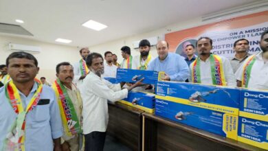 MLC Amer Ali Khan distributes stone cutting machines