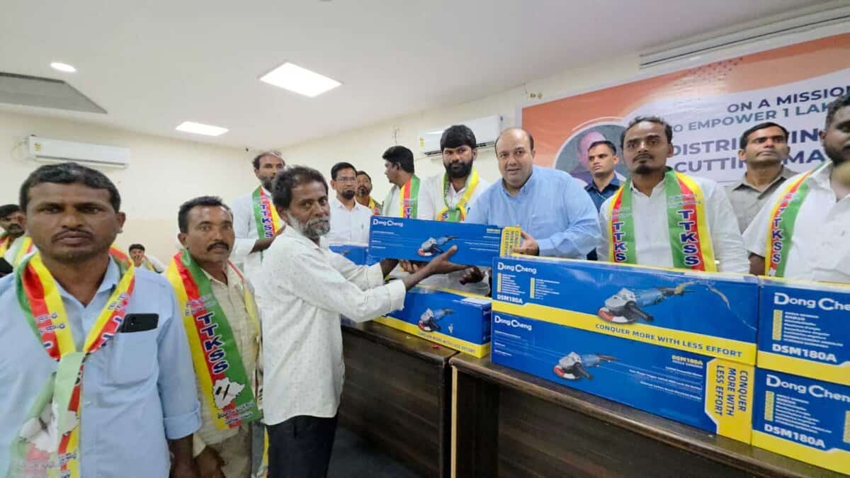 MLC Amer Ali Khan distributes stone cutting machines