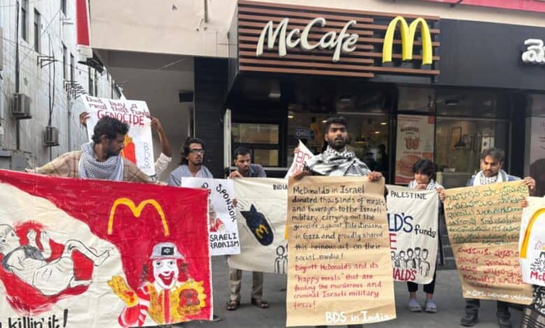 Protest held outside McDonald’s in Himayatnagar over Israel ties