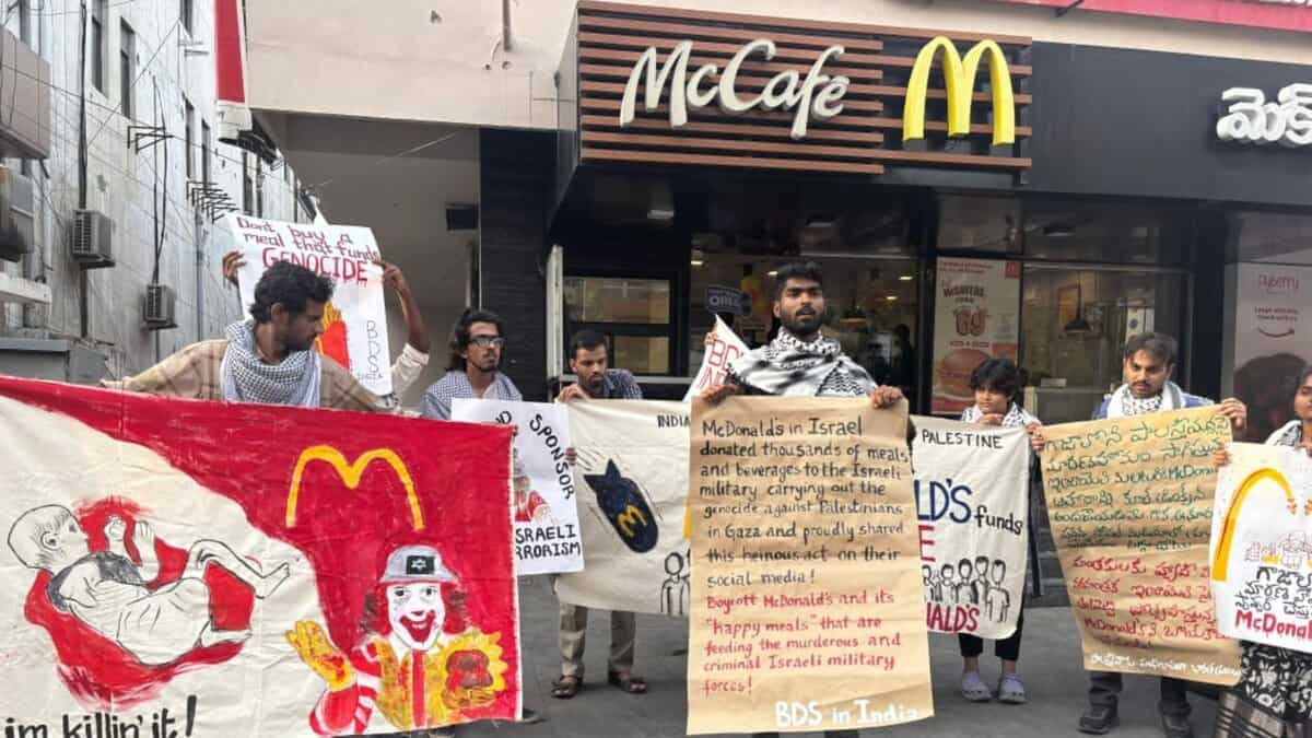 Protest held outside McDonald’s in Himayatnagar over Israel ties