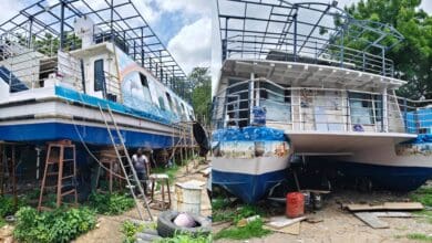 The image shows new cruise boat being manufactured to be commissioned in Hussain Sagar soon.