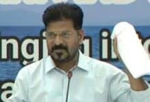The image shows Telangana CM A Revanth Reddy addressing Congress MLAs, MLCs and leaders on Polavaram-Banakacherla Link Project, at Praja Bhavan on Tuesday, July 1, 2025.