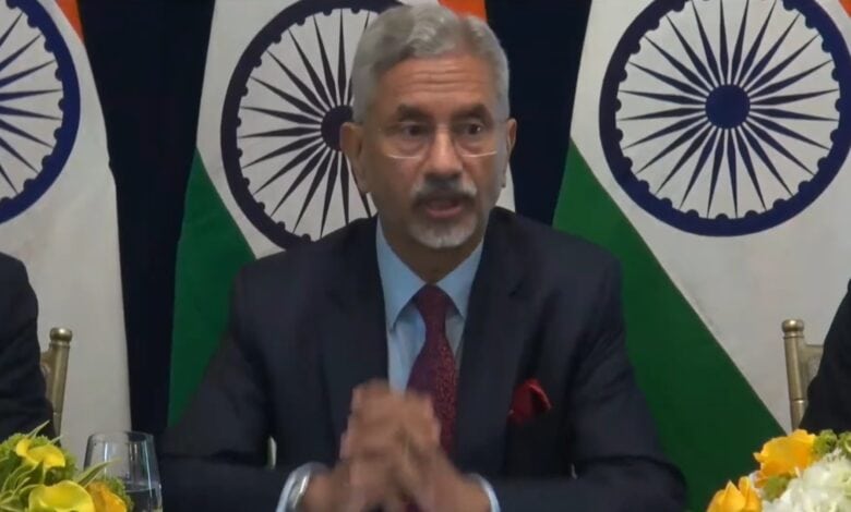 External Affairs Minister S Jaishankar addresses the media in Washington
