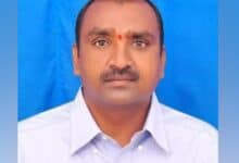 The image of a Saindla Raji Reddy, Telangana state general secretary of the Pravasi Mitra Labour Union.