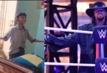 Boy recreates undertaker's entrance
