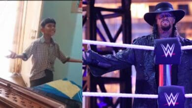 Boy recreates undertaker's entrance