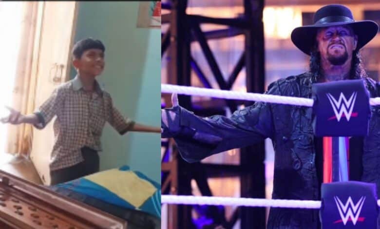 Boy recreates undertaker's entrance