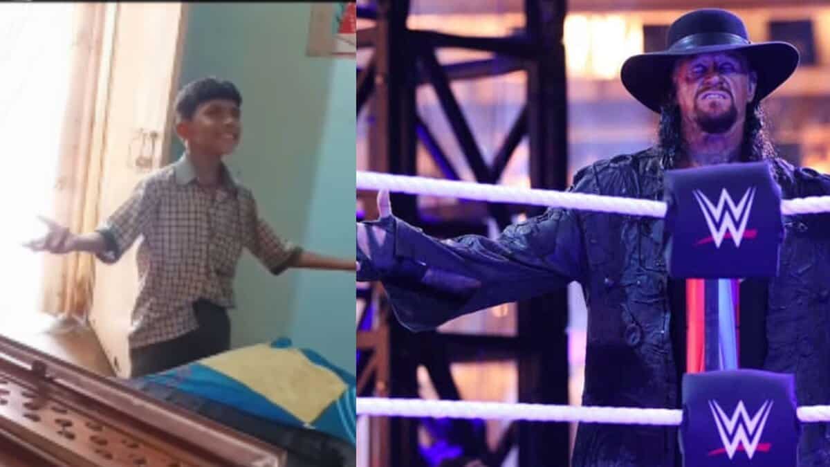 Boy recreates undertaker's entrance