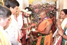 Telangana CM Revanth Reddy offers prayers at the Mahankali Temple in Secunderabad