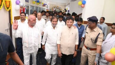 Damodar Raja Narasimha and D Sridhar Babu at the new hospital