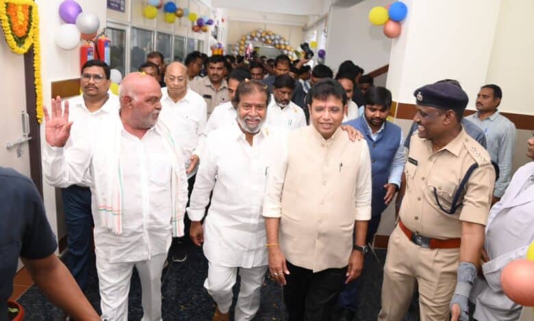 Damodar Raja Narasimha and D Sridhar Babu at the new hospital