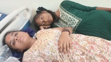 Two Gurukul students receiving treatment at a hospital after they complaint of food poisoning on Monday