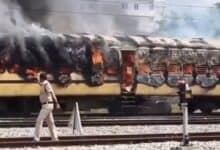 One of the coaches of the Hissar-Rayalseema Express caught fire on Monday. The incident occurred at Tirupathi railway station