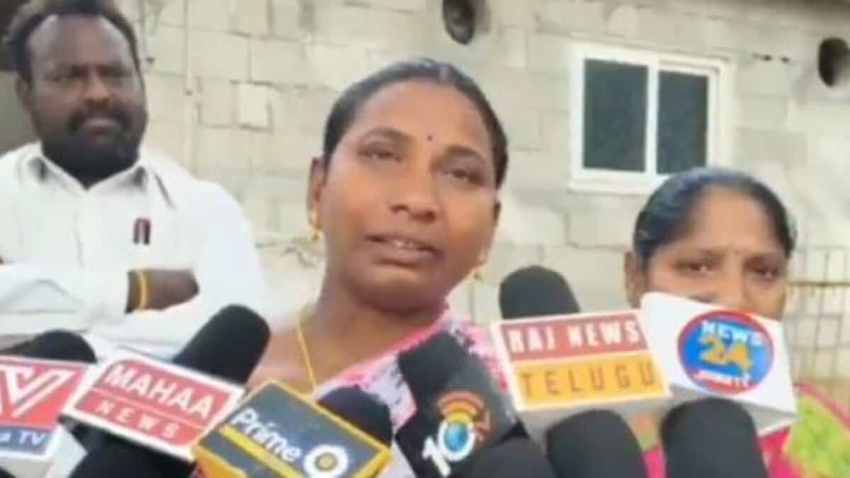 victim's mother addresses the media in Suryapet